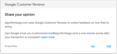 Give us a thumbs up! Google Customer Reviews