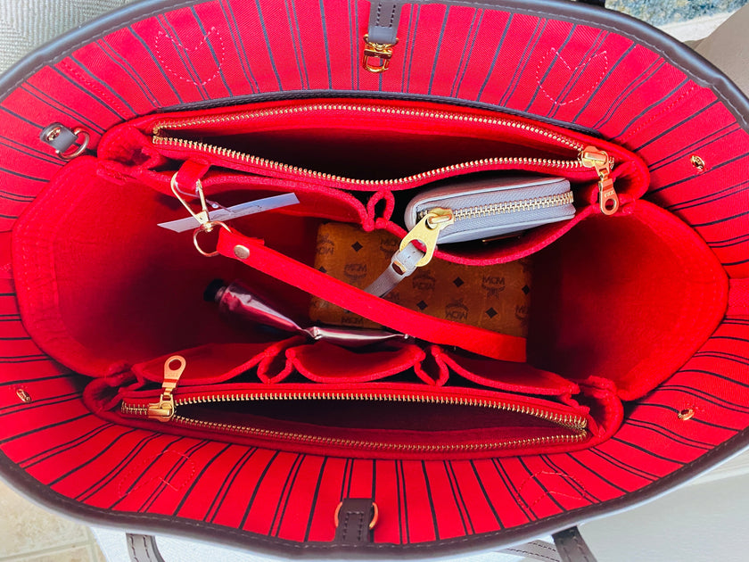 PRE-ORDER! LV Neverfull NF GM Purse Organizer with Zippers, Cherry Red Only  @AlgorithmBags® for Louis Vuitton, 3mm Felt