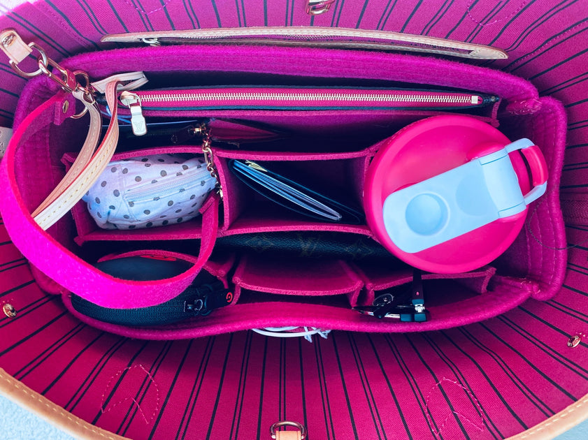 Designed for LV Neverfull MM Purse Organizer Insert, Peony Pivoine Fuchsia,  3mm Felt, Only @AlgorithmBags® for Louis Vuitton