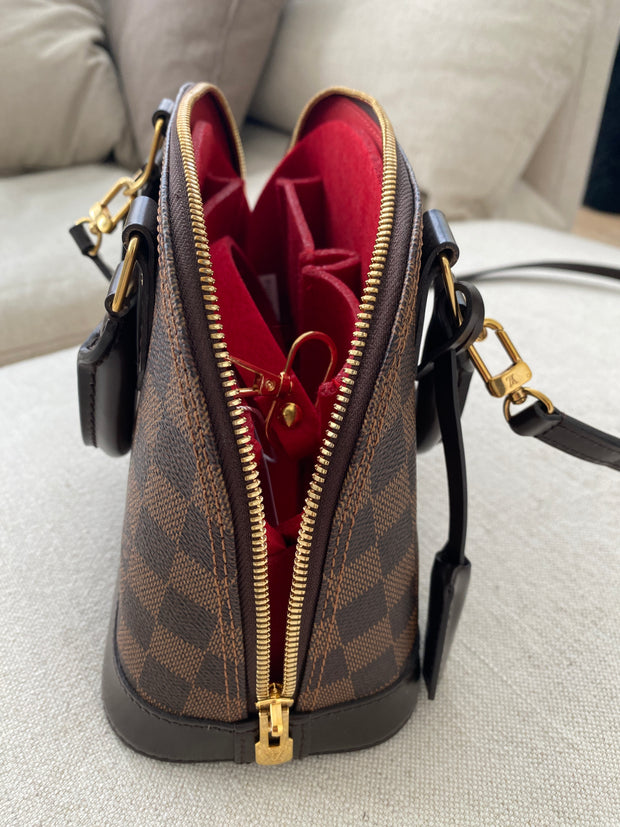 LV-Alma-BB-luxury purse-Organizer-Insert-Liner Protector-Shaper-with key clip key keeps 3mm felt cherry-red-Only @AlgorithmBags design for -louis-vuitton