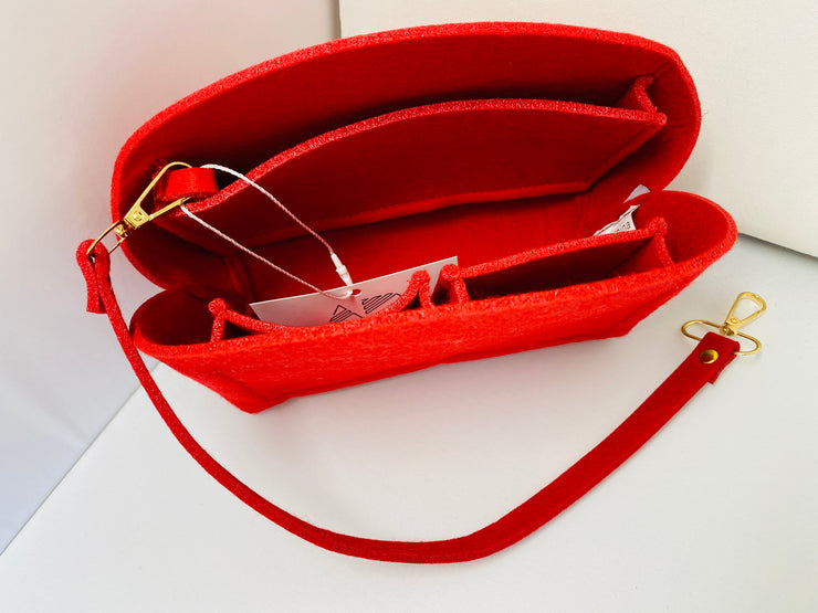 LV-Alma-BB-luxury purse-Organizer-Insert-Liner Protector-Shaper-with key clip key keeps 3mm felt cherry-red-Only @AlgorithmBags design for -louis-vuitton