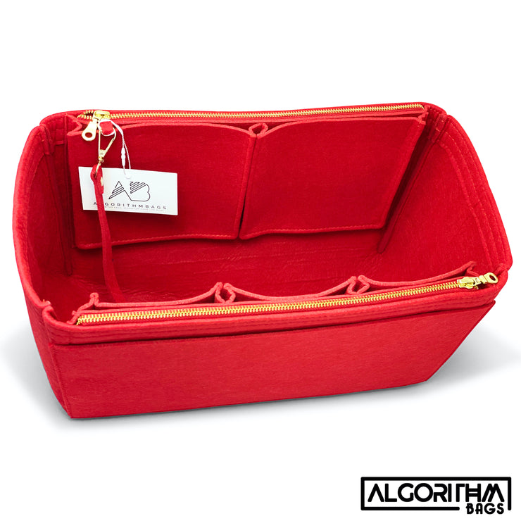 LV Neverfull GM purse organizer purse tote insert liner cherry red thief proof zip zippers LV Louis Vuitton AlgorithmBags luxury purse organizer