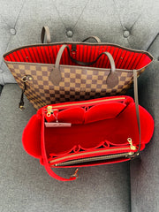 Neverfull mm organizer purse tote insert liner cherry red thief proof zip zippers LV Louis Vuitton AlgorithmBags luxury purse organizer