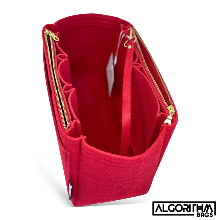 LV Neverfull GM purse organizer purse tote insert liner cherry red thief proof zip zippers LV Louis Vuitton AlgorithmBags luxury purse organizer
