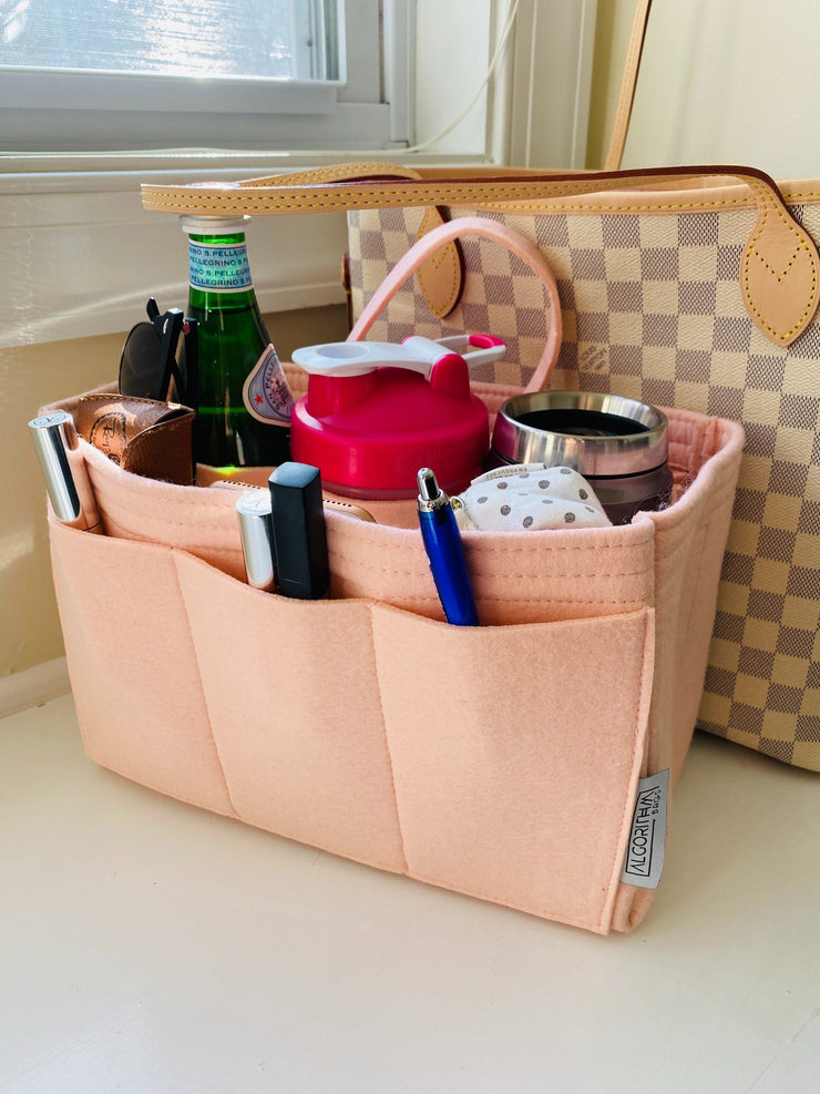 Designed for LV Neverfull MM Purse Organizer Insert, Peony Pivoine Fuchsia,  3mm Felt, Only @AlgorithmBags® for Louis Vuitton