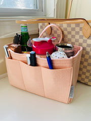 AlgorithmBags neverfull GM lv purse organizer insert liner shaper for Damier Azur rose ballerine key ring 3mm felt