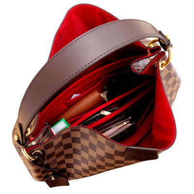 Graceful MM Vegan Leather Handbag Organizer in Cherry Red Color