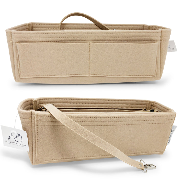 [Graceful MM PM] Felt Tote Bag Organizer, Purse Insert (3mm Felt,  Detachable Pouch w/ Metal Zip)