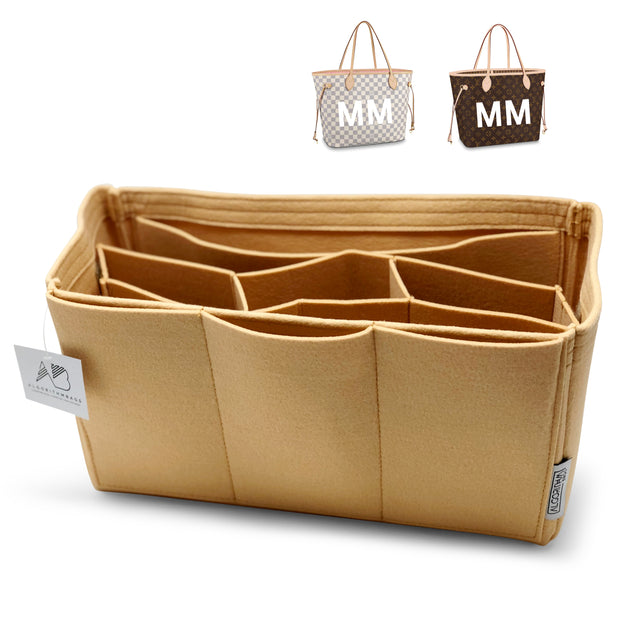 AlgorithmBags LV Neverfull mm purse organizer insert shaper Liner Divider beige tan