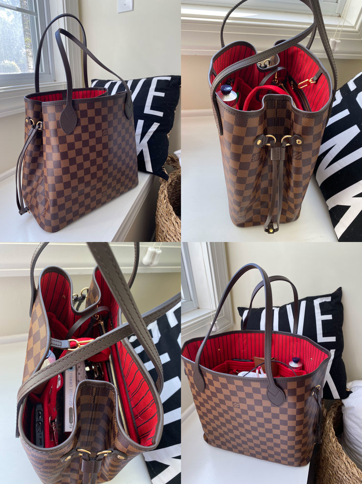 Authentic Louis Vuitton Damier Ebene Neverfull MM w Rose Ballerine Int Tote  Bag