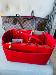 Exclusive design for louis vuitton lv neverfull gm mm purse organizer insert zip zipper 3mm felt liner shaper divider protector keyring key red cherry AlgorithmBags