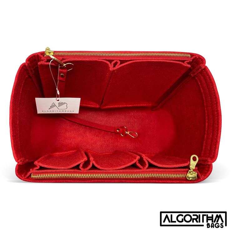 AlgorithmBags Designed for Louis Vuitton LV Graceful, Purse Organizer Insert with Zippers, 3mm Felt Shaper Liner Divider Protector (Red, PM)