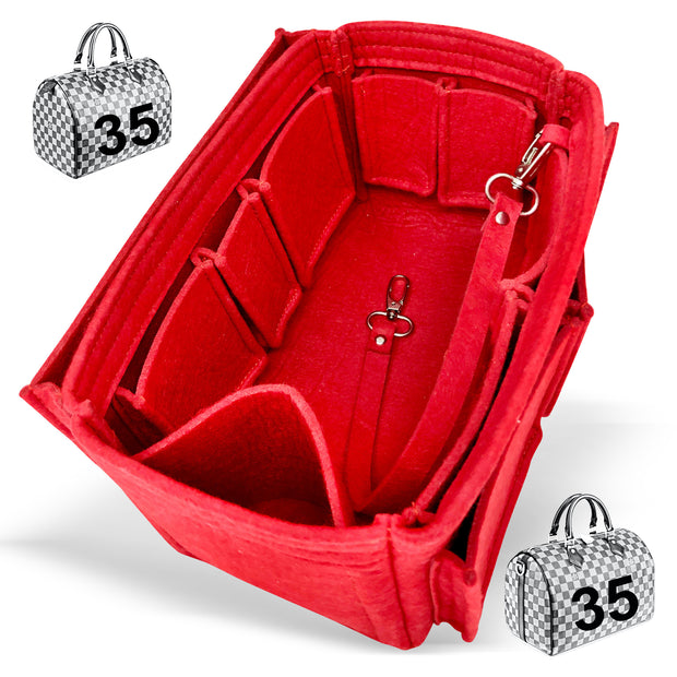 AlgorithmBags for Louis Vuitton LV Speedy 35 Damier Abene cherry red LV purse organizer insert shaper liner