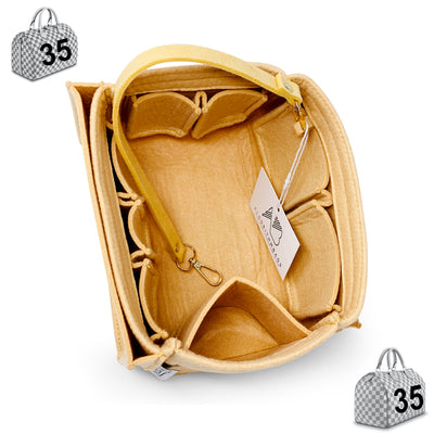 Louis Vuiton LV Speedy 35 organizer insert Liner Base Shaper Damier Azur Tan Beige only available at AlgorithmBags