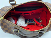 Louis Vuitton Speedy LV purse organizer Insert with keychain and water bottle holder Damier Abene cherry red designed by AlgorithmBags®