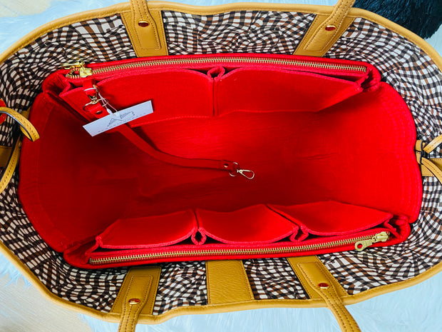 Luxury Purse Organizer Insert for MCM-Liz-Large-shopper Tote Red liner shaper Divider Protector Only at AlgorithmBags