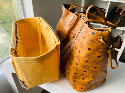 Luxury Purse Organizer Insert for MCM-Liz-Large-shopper Tote Cognac Tan liner shaper Divider Protector Only at AlgorithmBags