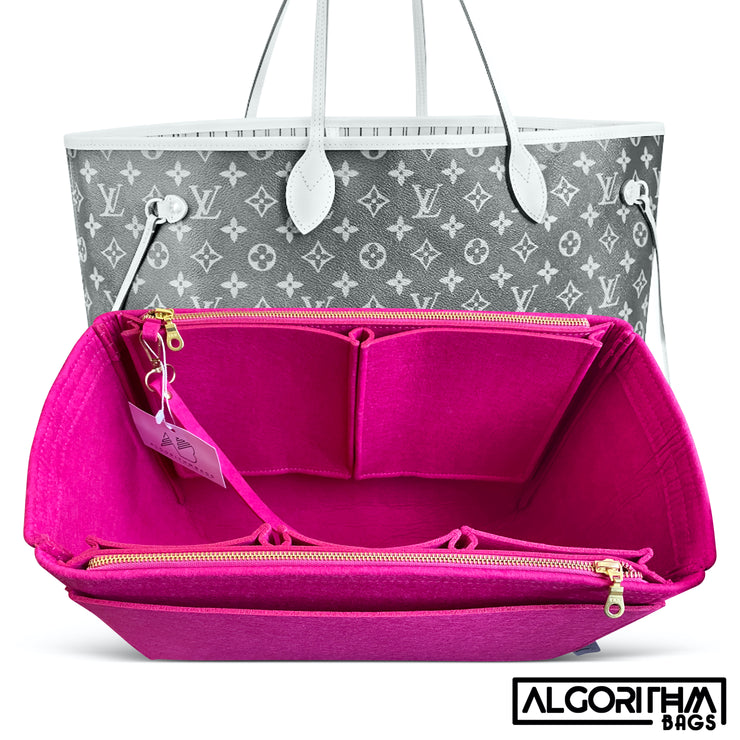 LV Neverfull GM Purse Organizer w/ Double YKK Zippers Peony Pivoine Fuchsia 3mm Felt Only @AlgorithmBags for Louis Vuitton