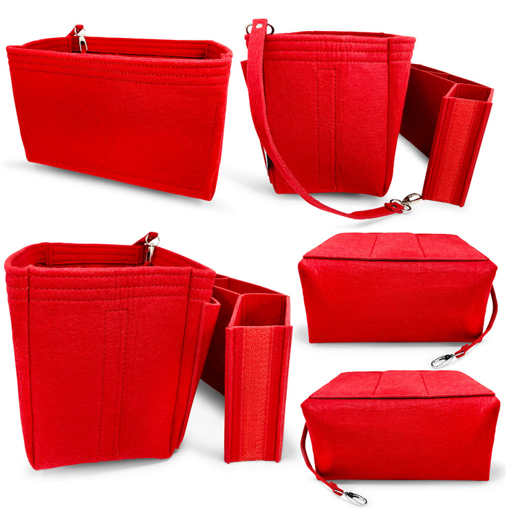Neverfull PM Insert Organizer Liner Shaper Shaper Divider Protector cherry Red 3mm Felt only at AlgorithmBags® for Louis Vuitton Neverfull
